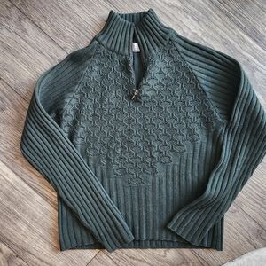Como Sport Vintage Green Merino Wool Mock Neck Sweater Size Small